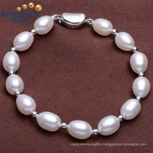 Simple Design fashion Freshwater AAA Grade 8-9mm Rice Pearl Bracelet